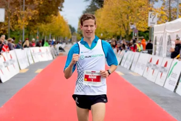 Guillaume Adam lors de son premier marathon, à Lausanne en 2018