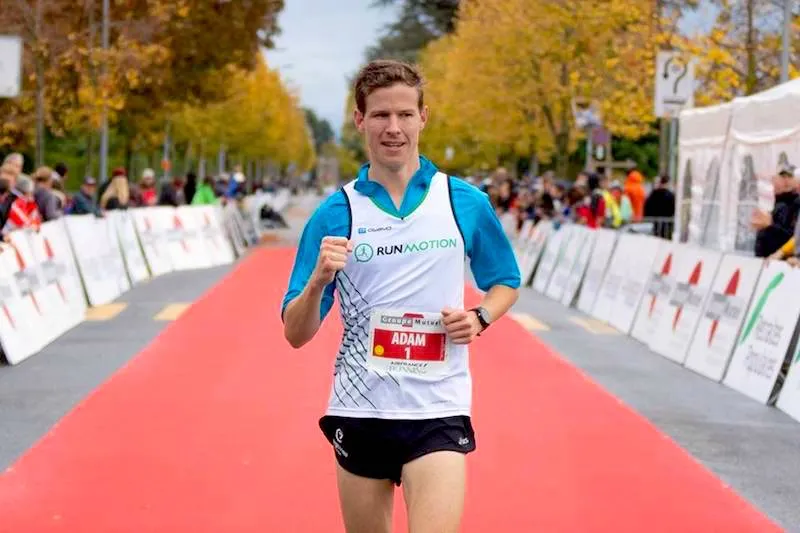 Guillaume Adam lors de son premier marathon, à Lausanne en 2018